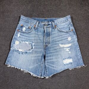 Levi's Light Blue Distressed Denim Jean Shorts